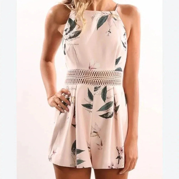 REVOLVE KEEPSAKE THE LABEL romper sz SM . Pink floral,cut out,waist crochet?,zip - Picture 3 of 16